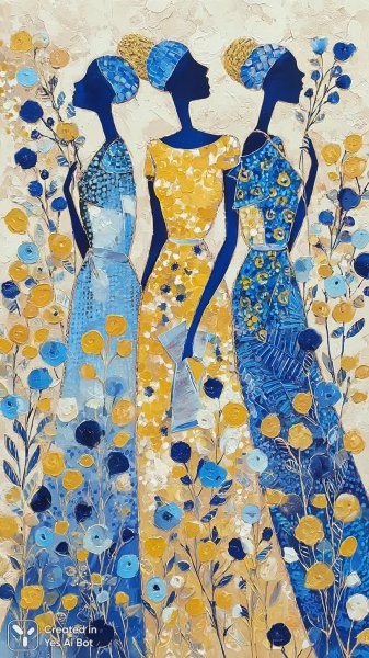 Веселые девушки в ярких нарядах: иллюстрации в стиле фолк-арт. Нейронная сеть Midjourney