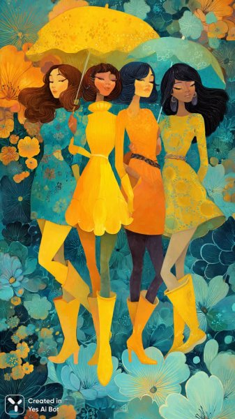 Яркие женщины в неоновом стиле с цветами на фоне. Изображение из нейросети Миджорни