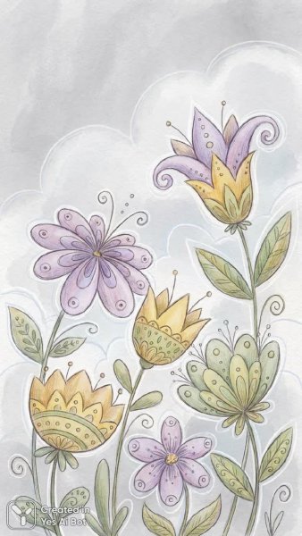 Иллюстрация: игривая композиция стилизованных цветов с яркими деталями. Изображение из нейронной сети NanoBanana