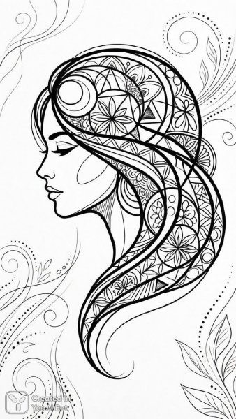 Изящный портрет: цветы, геометрия и минимализм в графике чернил. Генерация из нейронной сети Nano Banana