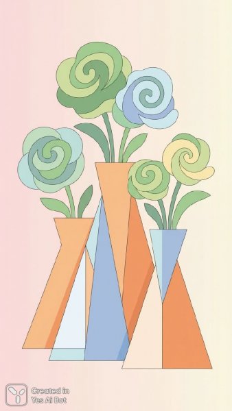 Геометрия ваз и нежность пастели в минималистичном векторном изображении. Изображение из нейросети NanoBanana