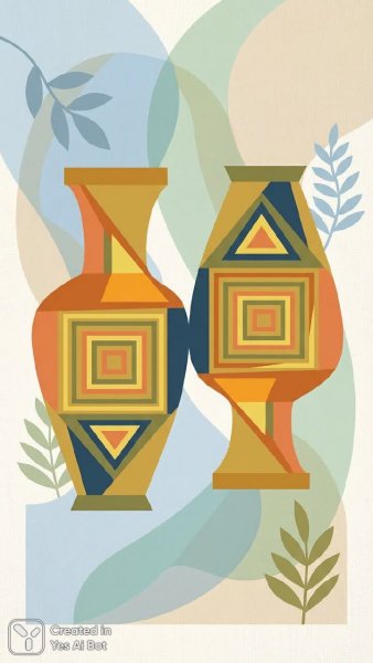 Взаимность форм: оранжевый и желтый в стиле минимализма. Картинка из нейронной сети Nano-Banana