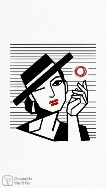 Женский портрет в стиле минималистичного примитивизма с красным акцентом и черной шляпой. Нейросеть Nano Banana