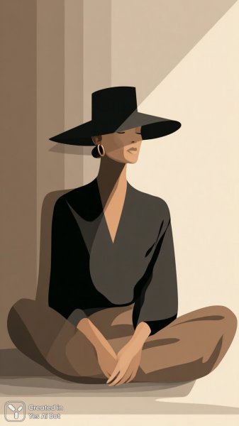 Элегантная дама в шляпе и полосы. Изображение из нейросети Миджорни