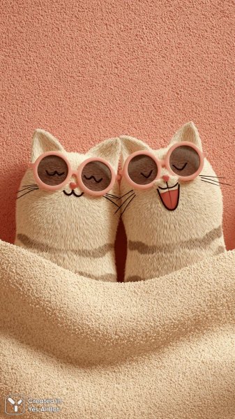 Забавные коты выглядывают из-под бумаги с очками. Картинка из нейросети Midjourney