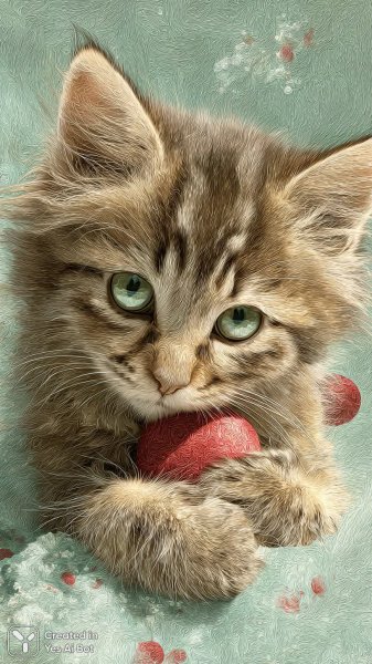 Милый котенок с любовью в сердце праздничный дизайн фотореализм. Нейронная сеть Миджорни