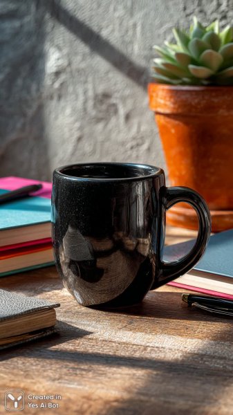 Уютное утро: кофе, блокноты и вдохновение в современном интерьере. Нейронная сеть Midjourney