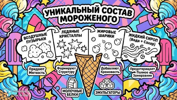 Яркий мир мороженого: современный взгляд на состав и дизайн. Генерация из нейронной сети Nano-Banana