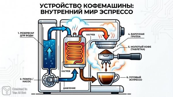 Как работает кофемашина: визуальное погружение в мир кофе. Генерация из нейронной сети Nano-Banana