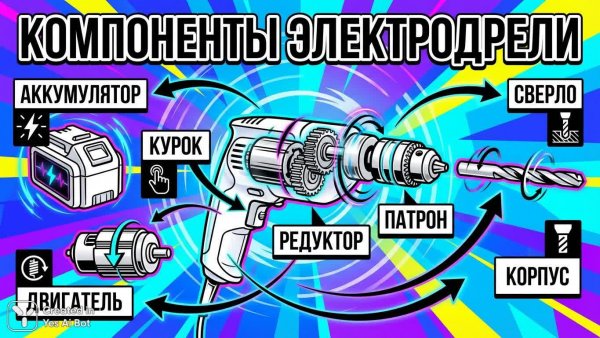 Электродрели: яркие инфографики в современном стиле. Генерация из нейронной сети NanoBanana