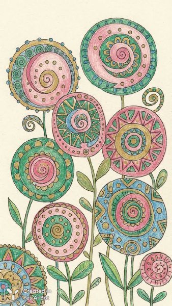 Яркие цветы: геометрия и стиль в нежной палитре. Нейронная сеть Nano Banana