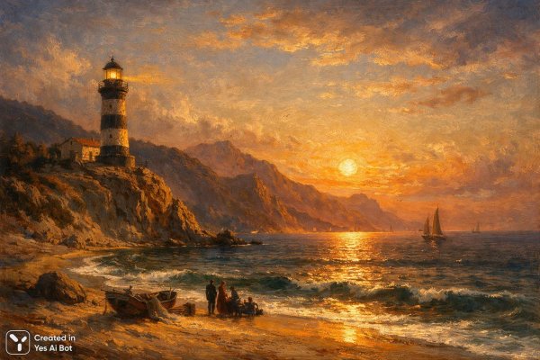 Сукко. Закат над морем в стиле Айвазовского. Нейросеть Sora Images