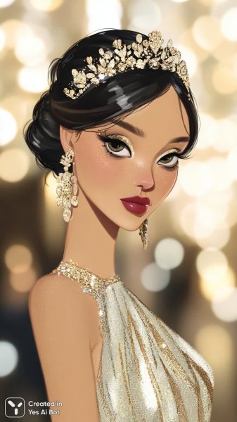 Шикарная дама в бальном зале: портрет в стиле Y2K. Изображение из нейронной сети Миджорни