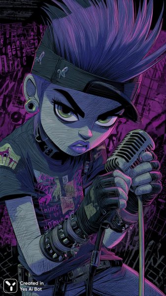 Бунтарский персонаж в клубе: цифровой портрет с эстетикой нулевых и яркими деталями. Генерация из нейросети Midjourney