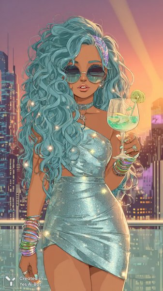 Яркая вечеринка на крыше: летнее настроение и блеск неоновых огней. Нейросеть Midjourney