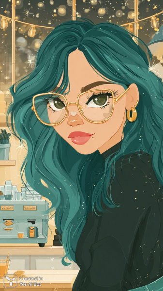 Девочка в стиле Y2K: ночной кадр в уютном кафе с ярким настроением. Изображение из нейросети Midjourney