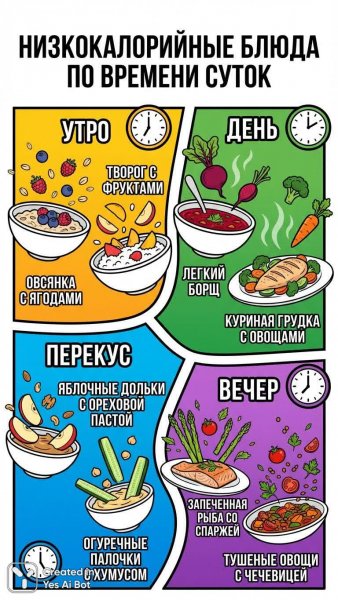 Легкие блюда на каждый день: инфографика о здоровом питании. Нейронная сеть Nano-Banana
