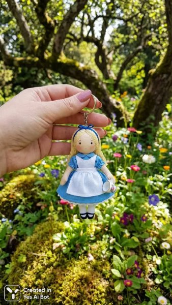 Волшебная кукла Алисы в чудесной стране: миниатюрный мир в ладонях. Генерация из нейронной сети Nano-Banana