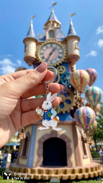 Белый кролик и время: фотореалистичный акцент на деталях и ярких цветах. Картинка из нейросети Nano-Banana