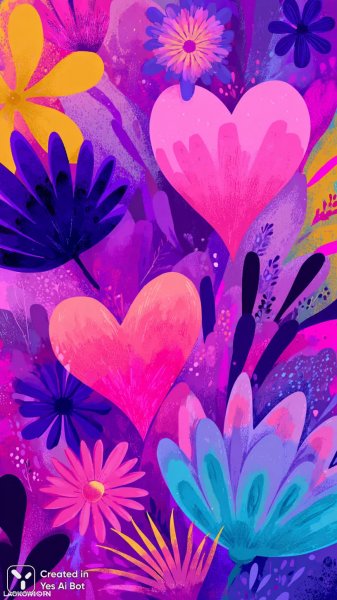 Яркий фон с цветами и узорами в стиле поп-арт. Нейросеть Миджорни