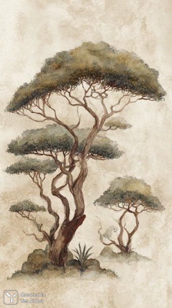 Природная гармония и абстрактные формы в иллюстрации землистых тонов. Изображение из нейронной сети Миджорни