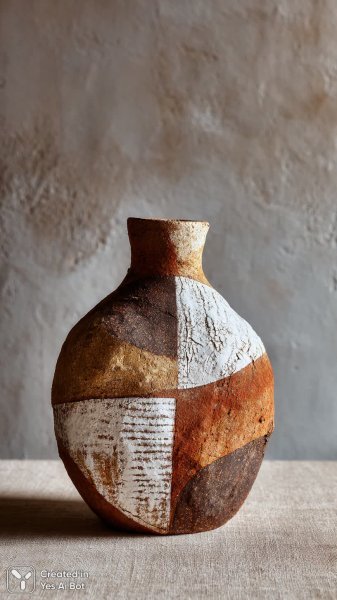 Минималистичная абстракция в земных тонах и смелых линиях. Картинка из нейросети Midjourney