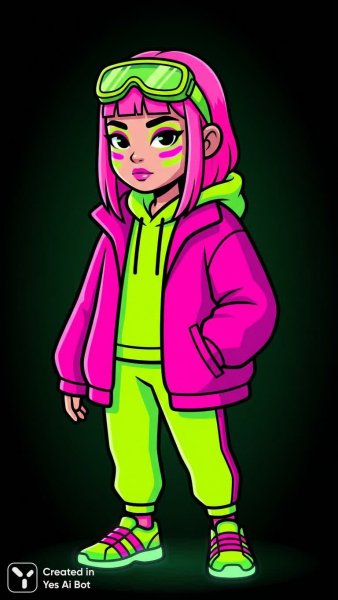 Яркая героиня в неоновом стиле: цифровое искусство с деталями высокой четкости. Изображение из нейросети Nano Banana