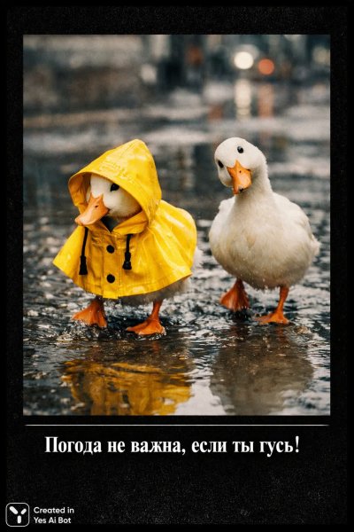 Два утки в луже: философский взгляд на непогоду. Изображение из нейросети Sora Images