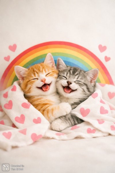 Радужные котята: милый мультяшный мир в фотореалистичном стиле. Генерация из нейронной сети Sora Image