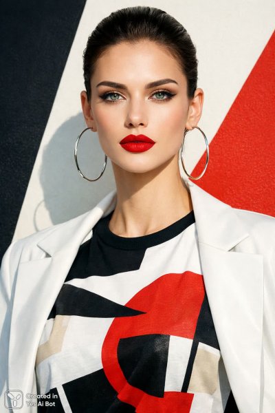Элегантный образ современной городской модницы с яркими деталями и минималистичным стилем. Нейронная сеть Sora Ai Images