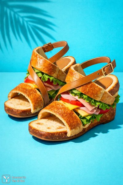 Сэндвич-трансформация: сюрреалистичный взгляд на моду и еду. Изображение из нейросети Sora Images