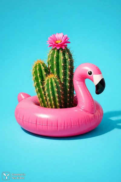 Кактус и фламинго: сюрреалистическое веселье в тропиках. Изображение из нейросети Sora images Ai