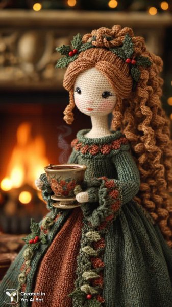 Кукла ручной работы в рождественской сказке: уют и тепло домашнего очага. Изображение из нейросети Миджорни