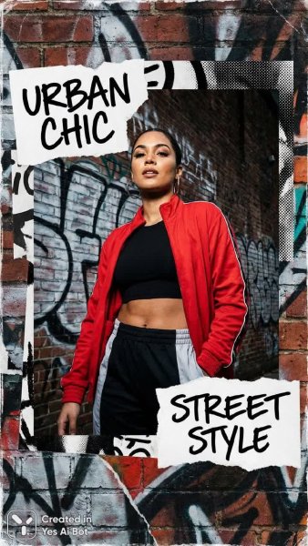 Стильный образ городской модницы в красном спортивном костюме и кожаной куртке. Нейросеть Nano-Banana