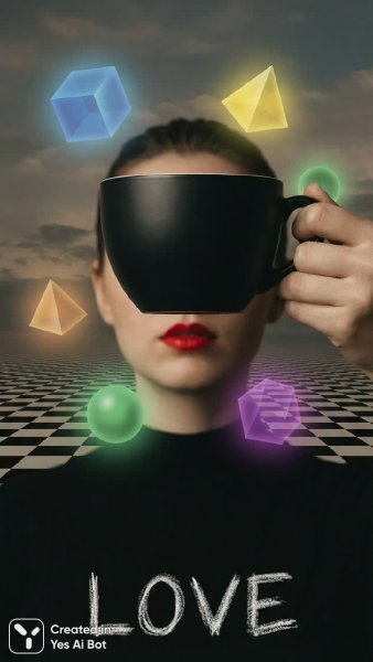 Скрытое лицо за чашкой кофе и лабиринт эмоций. Нейросеть Nano Banana