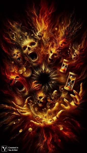 Танец грехов: Золото, тьма и предзнаменование гибели. Генерация из нейронной сети Dalle