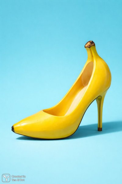 Банан-туфелька: яркая иллюстрация в минималистичном стиле. Изображение из нейронной сети Sora Ai Images