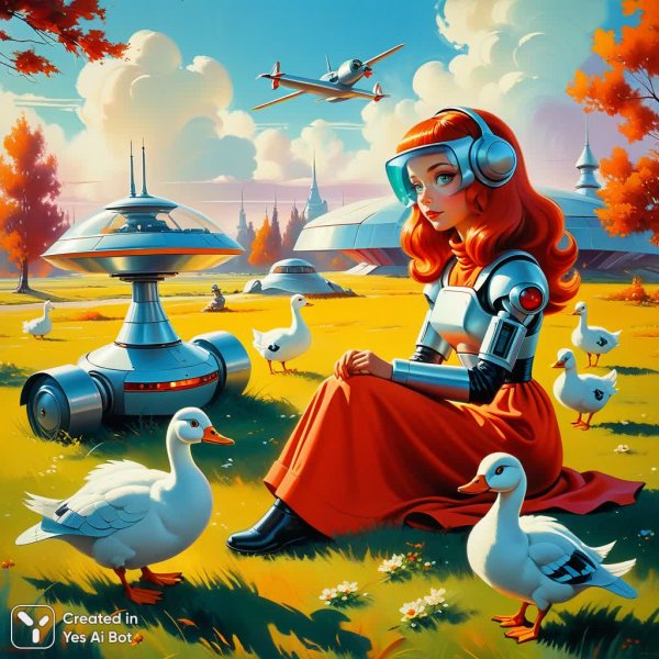 Советское лето: ностальгия по восьмидесятым в теплых тонах и с роботом Бендером. Картинка из нейросети Stable Diffusion