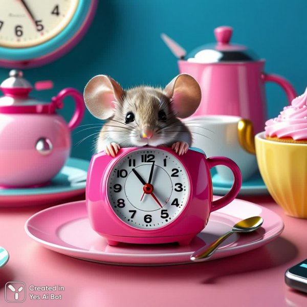 Милый мышонок и утренний кофе: гиперреалистичная сцена сладкого пробуждения. Нейронная сеть Stable Diffusion