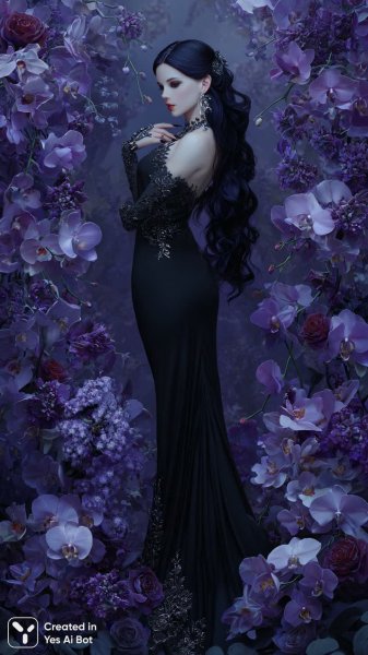 Готическая красотка с алыми глазами и черными волосами. Изображение из нейросети Миджорни