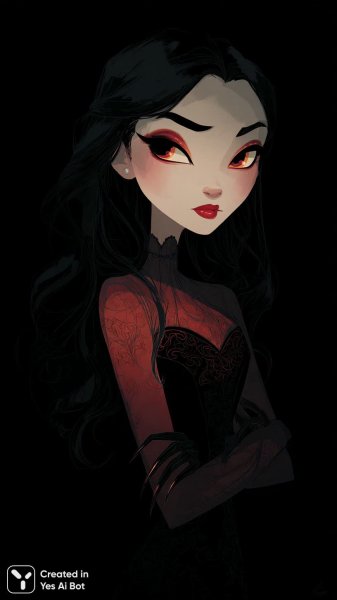 Загадочная девушка с готическим образом и манящей красотой вампира. Изображение из нейросети Миджорни