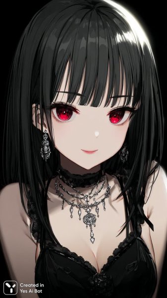 Загадочная вампирша с алыми глазами и готическим стилем. Изображение из нейронной сети Midjourney