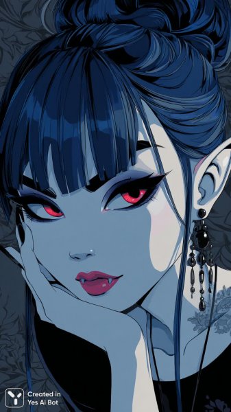 Загадочная вампирша с пронзительным взглядом и стильным образом. Нейронная сеть Миджорни