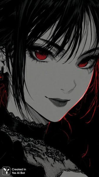 Загадочная красота вампирши: аниме портрет в готическом стиле. Изображение из нейронной сети Миджорни