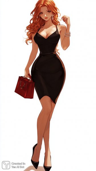 Элегантность в деталях: стильный образ с волнами волос и яркими акцентами. Изображение из нейронной сети Миджорни