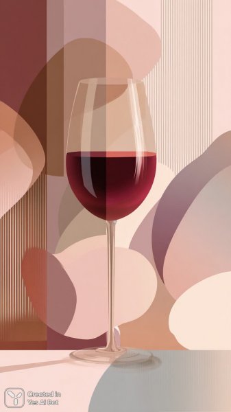 Красное вино в минималистичном стиле с геометрией. Картинка из нейронной сети Midjourney