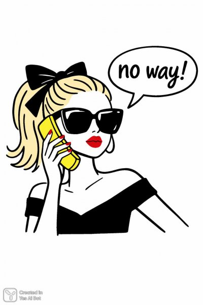 Девушка с ярким стилем и отрицательный ответ на звонке. Нейронная сеть Sora Image