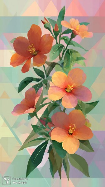 Яркий букет цветов в стиле минимализм и геометрии. Нейронная сеть Миджорни