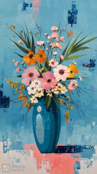 Цветы в вазе: современный минимализм и нежные оттенки. Генерация из нейронной сети Midjourney