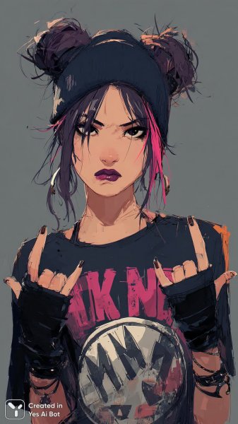 Бунтарка в стиле эмо: комикс о девушке с черным и розовым цветом волос. Нейронная сеть Midjourney